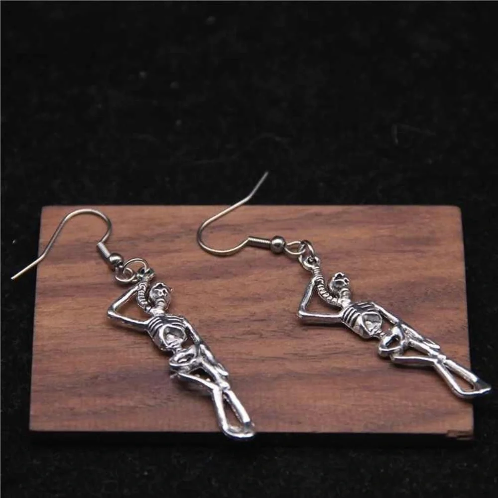 Silver Hanging Skeleton Earrings